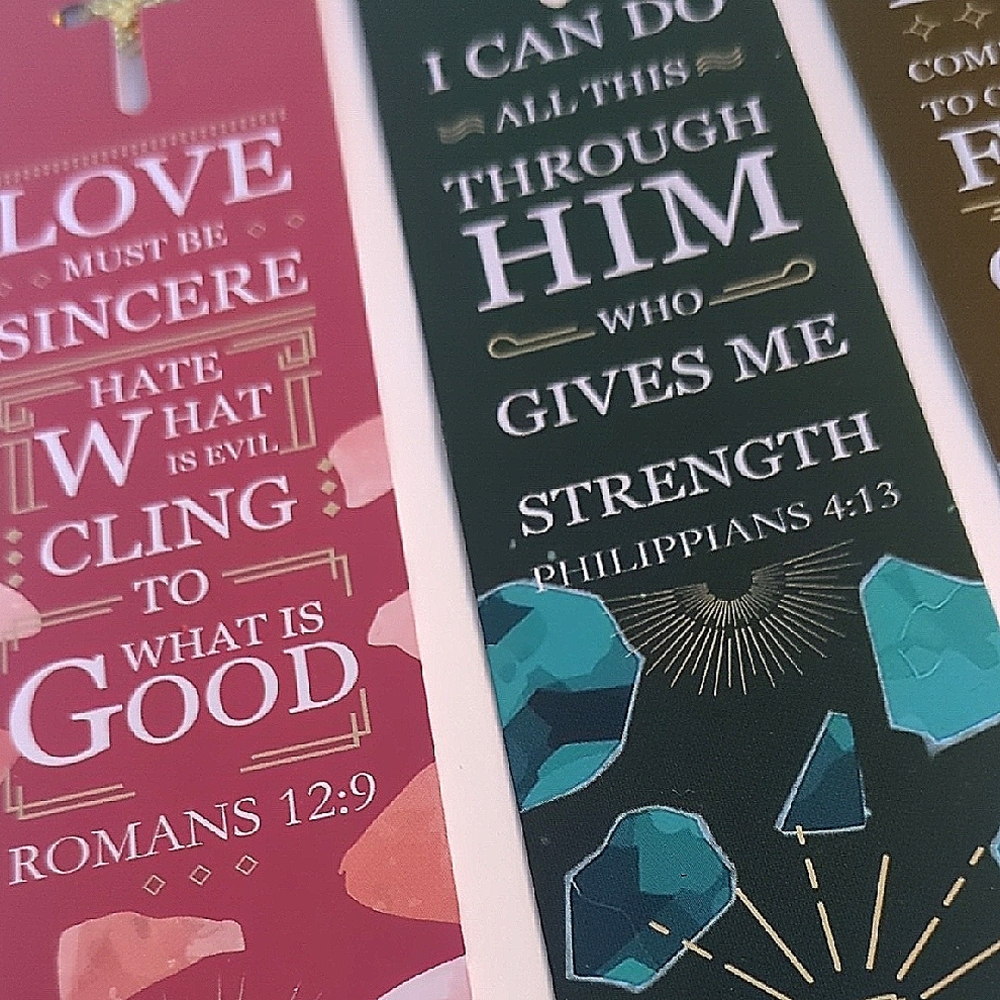 Christian Scripture Inspirational Bookmark Set with Tassels Set Of 5 - Picture 3 of 5